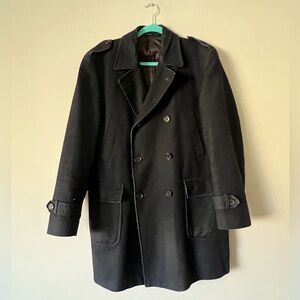 John Varvatos Men's Black Double-Breasted Over Coat • 42R